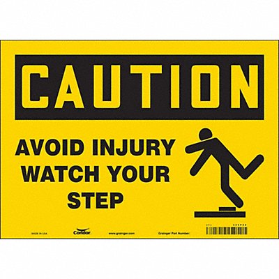 CONDOR 485P80 Safety Sign 10 inx14 in Vinyl