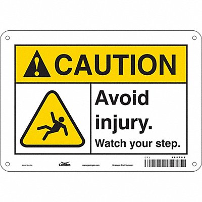 CONDOR 485P83 Safety Sign 7 in x 10 in Polyethylene