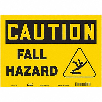 CONDOR 485R01 Safety Sign 10 inx14 in Vinyl