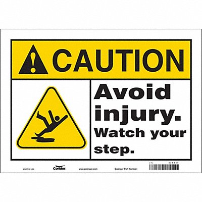 CONDOR 485R07 Safety Sign 10 in x 14 in Vinyl