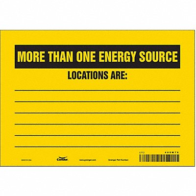 CONDOR 485W79 Safety Sign 7 inx10 in Vinyl