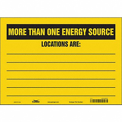 CONDOR 485W80 Safety Sign 10 in x 14 in Vinyl