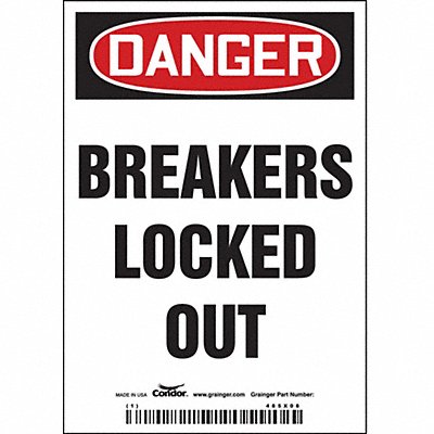 CONDOR 485X08 K0127 Safety Sign 5 inx3 1/2 in Vinyl