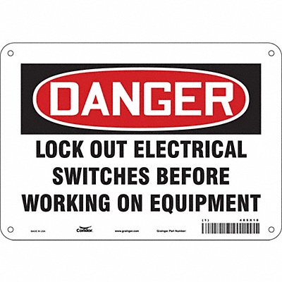 CONDOR 485X10 Safety Sign 7 in x 10 in Aluminum