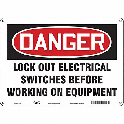 CONDOR 485X11 Safety Sign 10 in x 14 in Aluminum