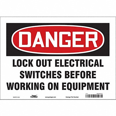 CONDOR 485X15 Safety Sign 10 inx14 in Vinyl