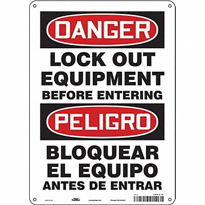 CONDOR 485X19 Safety Sign 14 in x 10 in Polyethylene
