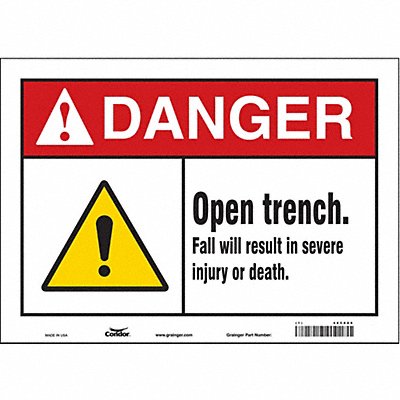 CONDOR 485X89 Safety Sign 10 in x 14 in Vinyl