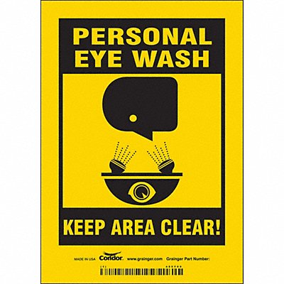 CONDOR 485Y09 Safety Sign 7 in x 5 in Vinyl