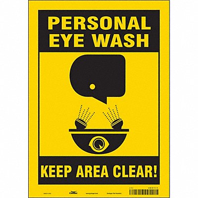CONDOR 485Y11 Safety Sign 14 in x 10 in Vinyl