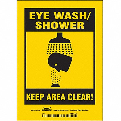 CONDOR 485Y22 Safety Sign 7 in x 5 in Vinyl