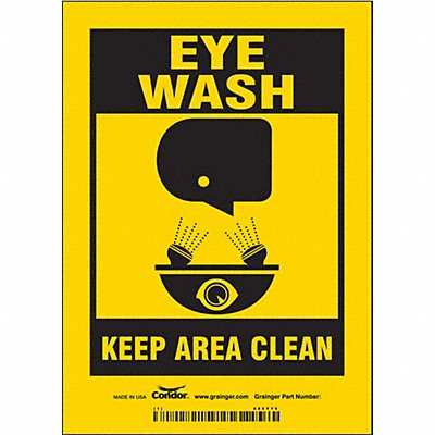 CONDOR 485Y75 Safety Sign 7 in x 5 in Vinyl
