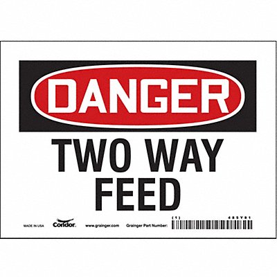 CONDOR 485Y81 Safety Sign 5 in x 7 in Vinyl