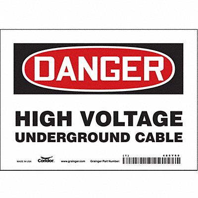 CONDOR 485Y90 Safety Sign 5 in x 7 in Vinyl