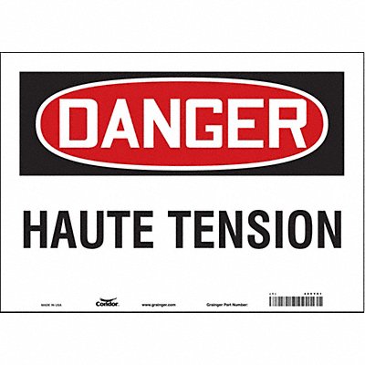 CONDOR 485Y91 Safety Sign 10 in x 14 in Vinyl