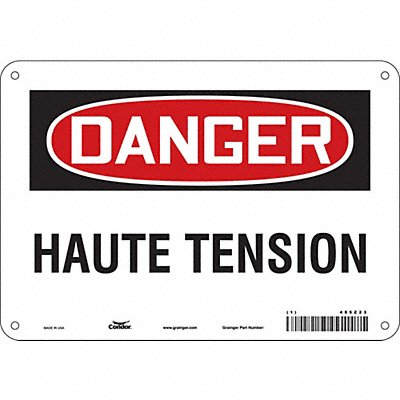 CONDOR 485Z23 Safety Sign 7 in x 10 in Polyethylene