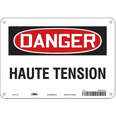 CONDOR 485Z49 Safety Sign 7 in x 10 in Aluminum