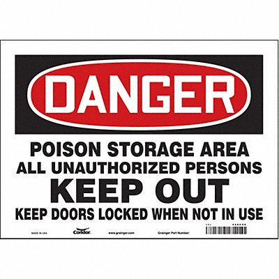 CONDOR 486C08 Safety Sign 10 in x 14 in Vinyl
