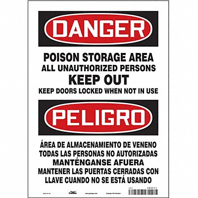 CONDOR 486C11 Safety Sign 14 in x 10 in Vinyl