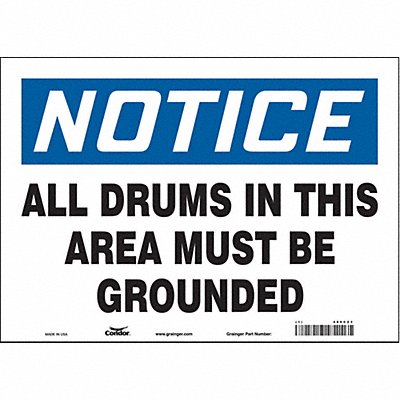 CONDOR 486C23 Safety Sign 10 in x 14 in Vinyl