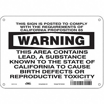CONDOR 486C26 J8488 Safety Sign 7 inx10 in Polyethylene