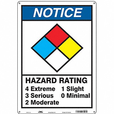 CONDOR 486C48 Chemical Sign 14 W 20 H 0.032 Thickness