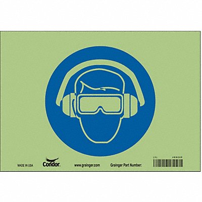 CONDOR 486C60 Safety Sign 14 inx10 in Glow Vinyl