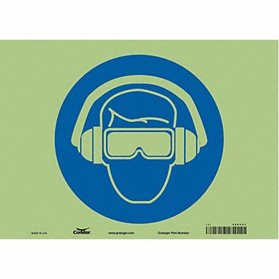 CONDOR 486C61 Safety Sign 10 inx14 in Glow Vinyl