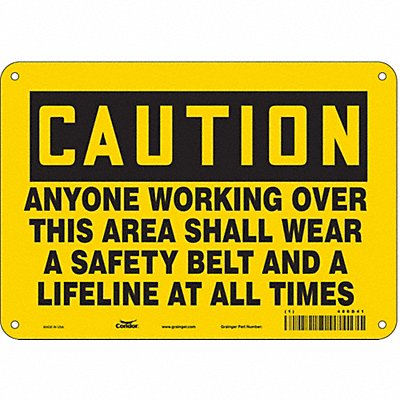 CONDOR 486D41 Safety Sign 7 in x 10 in Aluminum