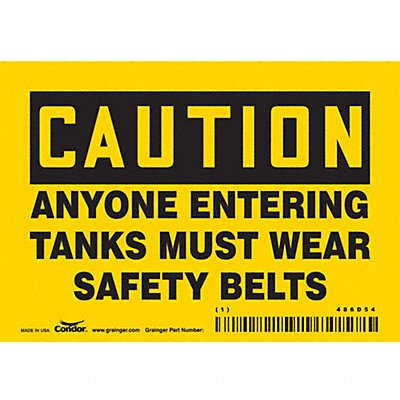 CONDOR 486D54 Safety Sign 3.5in x 5in Vinyl