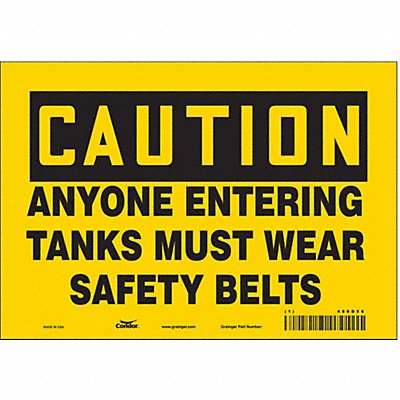 CONDOR 486D56 Safety Sign 7 in x 10 in Vinyl
