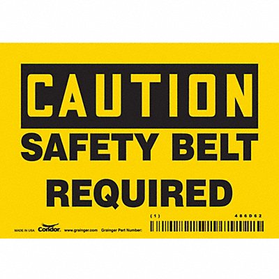 CONDOR 486D62 Safety Sign 3 1/2 inx5 in Vinyl