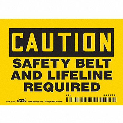 CONDOR 486D70 Safety Sign 3.5in x 5in Vinyl