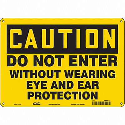 CONDOR 486D75 Safety Sign 10 inx14 in Aluminum