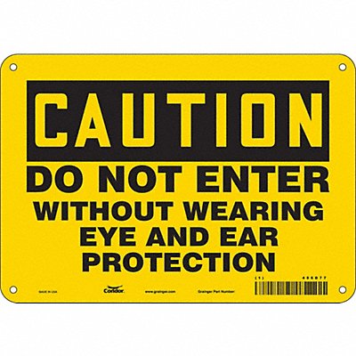 CONDOR 486D77 Safety Sign 7 in x 10 in Polyethylene