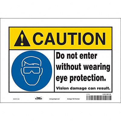 CONDOR 486D88 Safety Sign 7 in x 10 in Vinyl