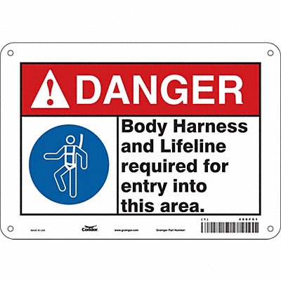 CONDOR 486F01 Safety Sign 7 in x 10 in Polyethylene