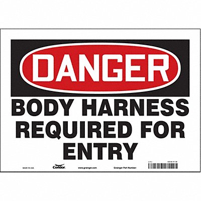 CONDOR 486F10 Safety Sign 10 in x 14 in Vinyl