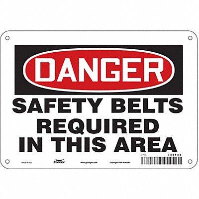 CONDOR 486F20 Safety Sign 7 in x 10 in Polyethylene