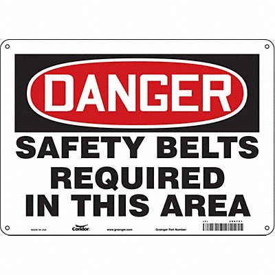 CONDOR 486F21 Safety Sign 10 inx14 in Polyethylene