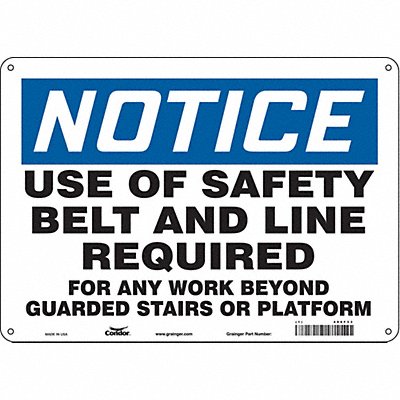 CONDOR 486F33 Safety Sign 10 inx14 in Aluminum