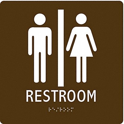CONDOR 486G63 ADA Braille Facility Sign 8x8in Acrylic