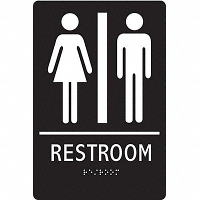 CONDOR 486G75 ADA Braille Facility Sign 9x6in Plastic