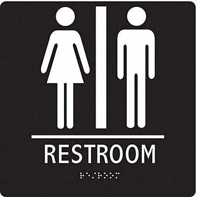 CONDOR 486G78 ADA Braille Facility Sign 8x8in Acrylic