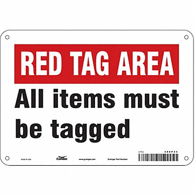 CONDOR 486P33 Safety Sign 7 in x 10 in Aluminum