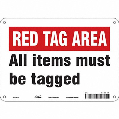 CONDOR 486P37 Safety Sign 7 in x 10 in Polyethylene