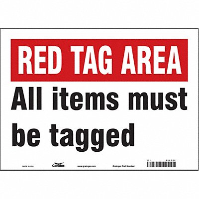 CONDOR 486P40 Safety Sign 10 in x 14 in Vinyl