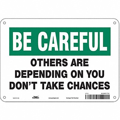 CONDOR 486P72 Safety Sign 7 in x 10 in Polyethylene