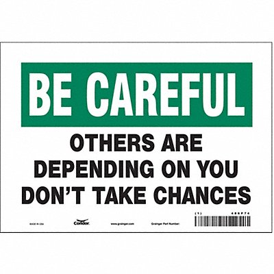 CONDOR 486P74 Safety Sign 7 in x 10 in Vinyl