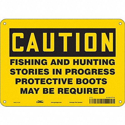 CONDOR 486P76 Safety Sign 7 in x 10 in Aluminum